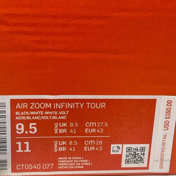 Nike Air Zoom Infinity Tour  Black White Golf Shoes Size 9,9.5, 10 CT0540-077. main image 7